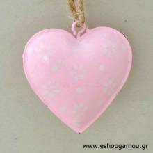 Μεταλλική Καρδιά Ροζ 4,5Χ4εκ.