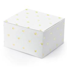 Κουτί Λευκό με Χρυσές Καρδούλες 6Χ3,5Χ5,5εκ.