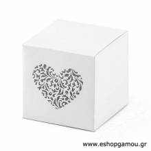 Κουτί Τετράγωνο Λευκό Κοπτικό Καρδιά 5Χ5Χ5εκ.
