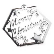 Κρεμαστό Plexiglass Merry Christmas Ασημί 9Χ8εκ.
