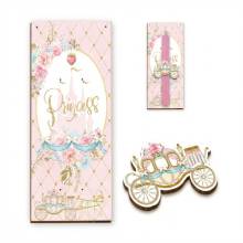 Σετ Ξύλινη Πλάτη & Στολίδι Λαμπάδας Princess