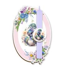 Σετ Ξύλινη Πλάτη & Στολίδι Λαμπάδας Cute Παγώνι