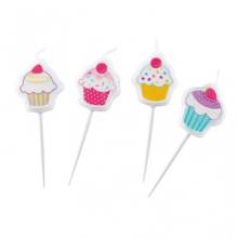 Κεράκια Γενεθλίων Cupcakes (Σετ 4τεμ)