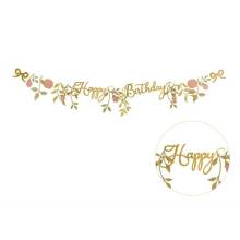 Διακοσμητική Γιρλάντα Χρυσή με Λουλούδια (1,3μ.)