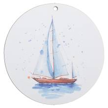 Ξύλινο Στολίδι Εκτυπωμένο Καραβάκι 5εκ.