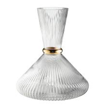 Καράφα Γάμου Γυάλινη Ανάγλυφη με Χρυσό Δακτύλιο