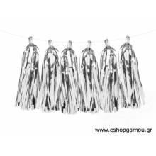 Διακοσμητικές Φούντες Foil Ασημί (12τεμ)
