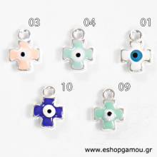 Σταυρός Σμάλτο Ματάκι Ασημί 10x15χιλ.