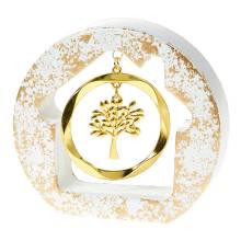 Κεραμικό Σπιτάκι με Κύκλο Δέντρο Ζωής Χρυσό 9Χ10Χ2,2εκ.
