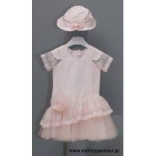 Βαπτιστικό Φόρεμα και Καπέλο Tricoteen