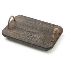 Ξύλινος Δίσκος Ορθογώνιος με Πόδια Σκούρος 38x25εκ.