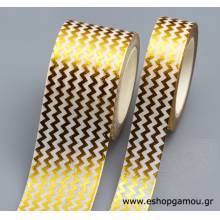 Αυτοκόλλητη Κορδέλα Χρυσή Chevron 15χιλ.(10μ)