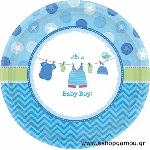 Πιατάκια Χάρτινα Baby Boy 26,7εκ.(8τεμ)