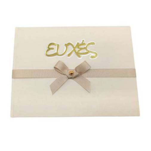 Βιβλία Ευχών Γάμου Φιόγκος Εκρού Plexiglass Χρυσό