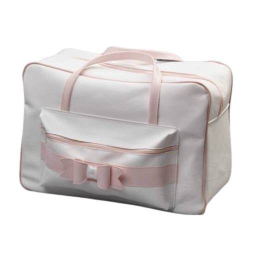 Τσάντα Βαπτιστικών Ρούχων Φιόγκος Λευκό-Ροζ