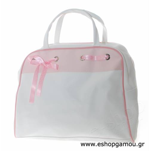 Τσάντα Δερματίνη με Φιόγκο Ροζ