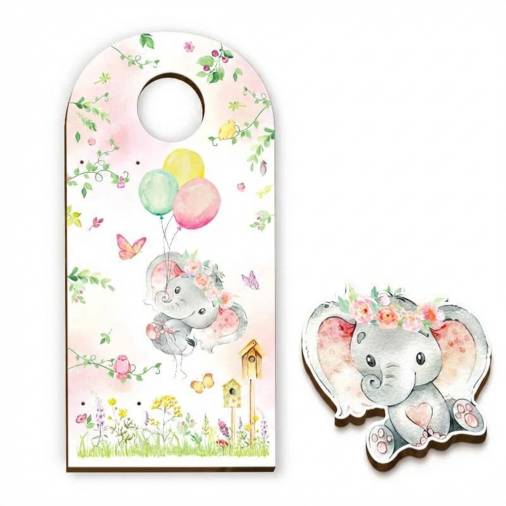 Σετ Ξύλινη Πλάτη & Στολίδι Λαμπάδας Ελεφαντάκι