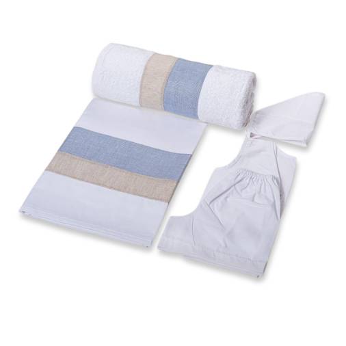 Σετ Λαδόπανα Αγόρι Λινό Σιελ & Μπεζ 