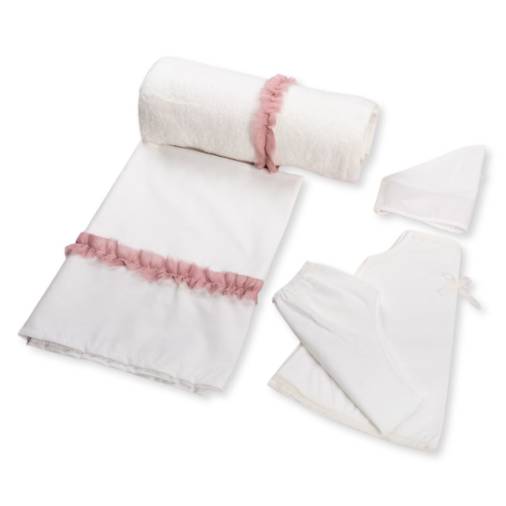 Σετ Λαδόπανα Κορίτσι Σιφόν Εκρού Σάπιο Μήλο