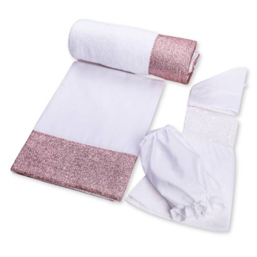 Σετ Λαδόπανα Κορίτσι Οργάντζα Γκλίτερ Λευκό Ροζ Πούδρα