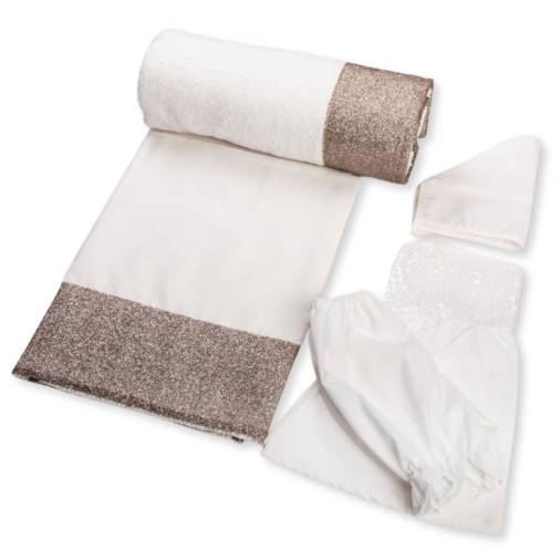 Σετ Λαδόπανα Κορίτσι Οργάντζα Γκλίτερ Εκρού Μπρονζέ