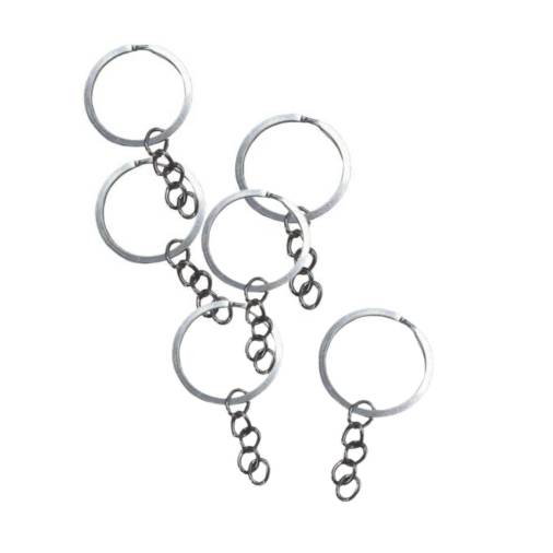 Κρίκος Μπρελόκ Ασημί με Αλυσίδα Λεπτός 2,5εκ.