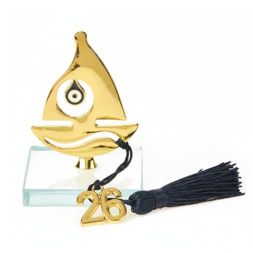 Γούρι Καράβι σε Γυάλινη Βάση 7Χ4,5εκ.