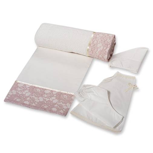 Σετ Λαδόπανα Κορίτσι Δαντέλα Εκρού-Σάπιο Μήλο