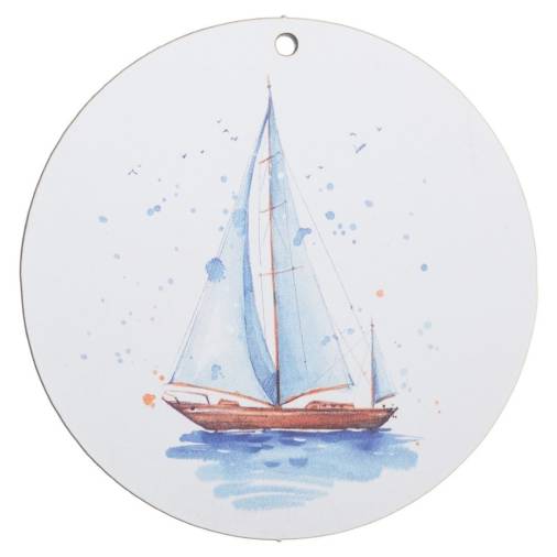 Ξύλινο Στολίδι Εκτυπωμένο Καραβάκι 5εκ.