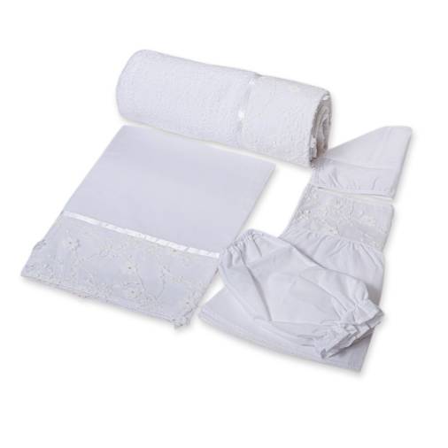 Σετ Λαδόπανα Κορίτσι Δαντέλα Λουλούδι 3D Λευκό