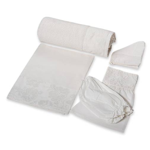 Σετ Λαδόπανα Κορίτσι Δαντέλα Λουλούδι Εκρού