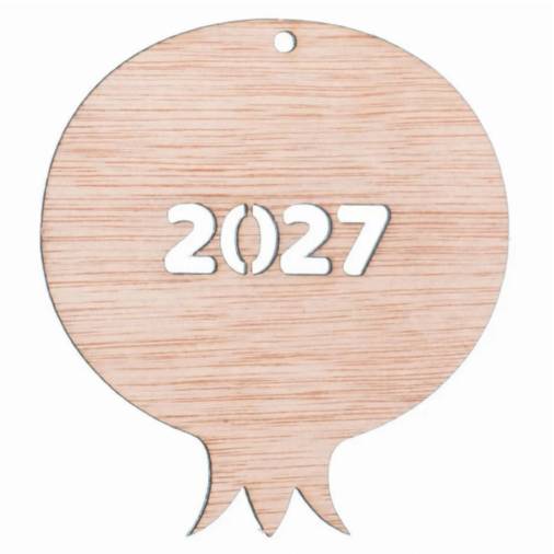 Ξύλινο Στολίδι Ρόδι με 2027 7Χ8εκ.