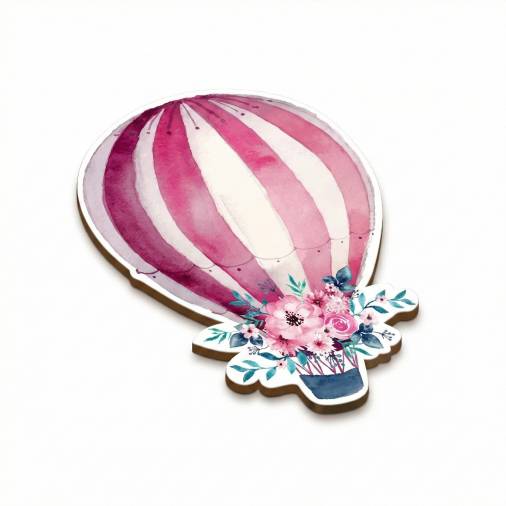 Ξύλινο Στολίδι Αερόστατο Ροζ 9εκ.