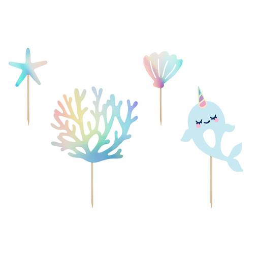Topper Τούρτας Narwhal (Σετ 4τεμ)