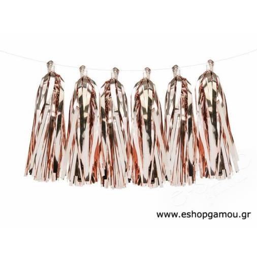 Διακοσμητικές Φούντες Foil Ροζ Χρυσό (12τεμ)
