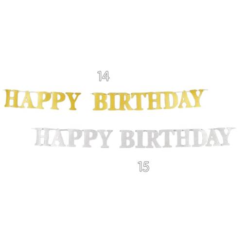 Διακοσμητικό Μπάνερ Happy Birthday Μεταλλιζέ (3μ.)