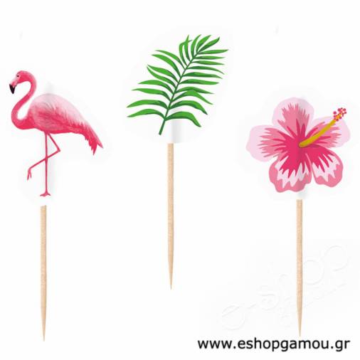Διακοσμητικές Οδοντογλυφίδες Flamingo-Τροπικά (20τεμ)