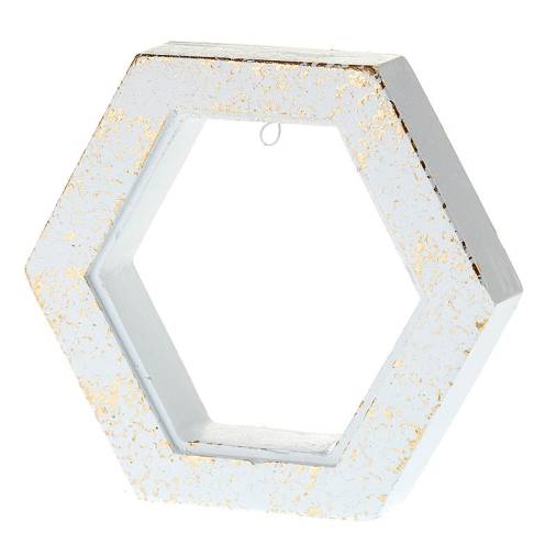 Κεραμικό Εξάγωνο Λευκό-Χρυσό με Κρικάκι 10Χ10Χ2,2εκ.