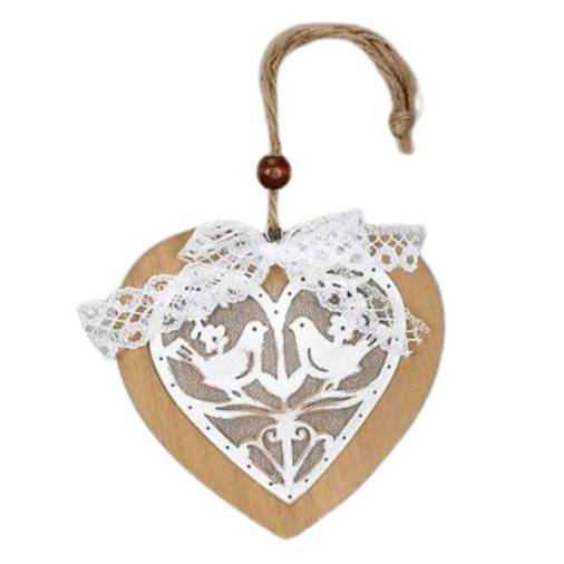 Ξύλινες Καρδιές Περιστέρια 9Χ8,5Χ1,5εκ.