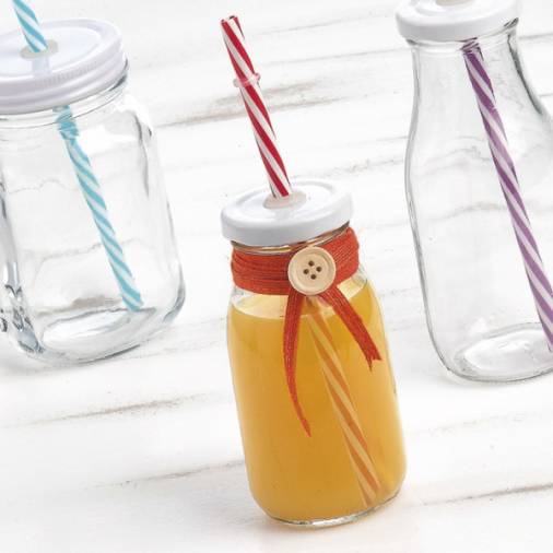 Μπουκαλάκια Γυάλινα με Καλαμάκι 200ml