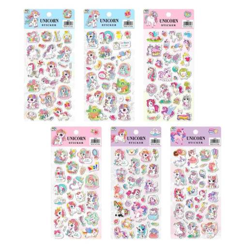 Αυτοκόλλητα Puffy Μονόκερος 22Χ10εκ.